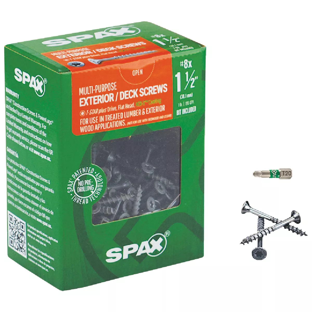 SPAX #8 x 1-1/2 In. T20 Plus Flat Head HCR-X (Exterior Rated) Deck Screw (195 Ct.)