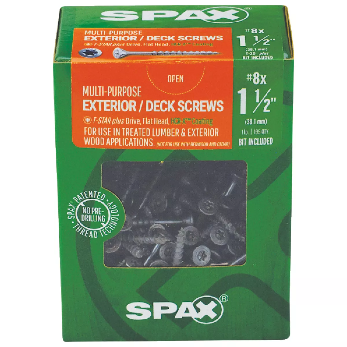 SPAX #8 x 1-1/2 In. T20 Plus Flat Head HCR-X (Exterior Rated) Deck Screw (195 Ct.) - photo 2