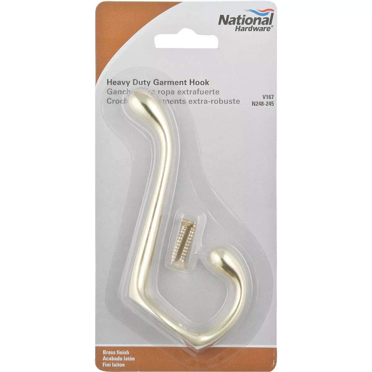 National Hardware Heavy-Duty Brass Wardrobe Hook - photo 2