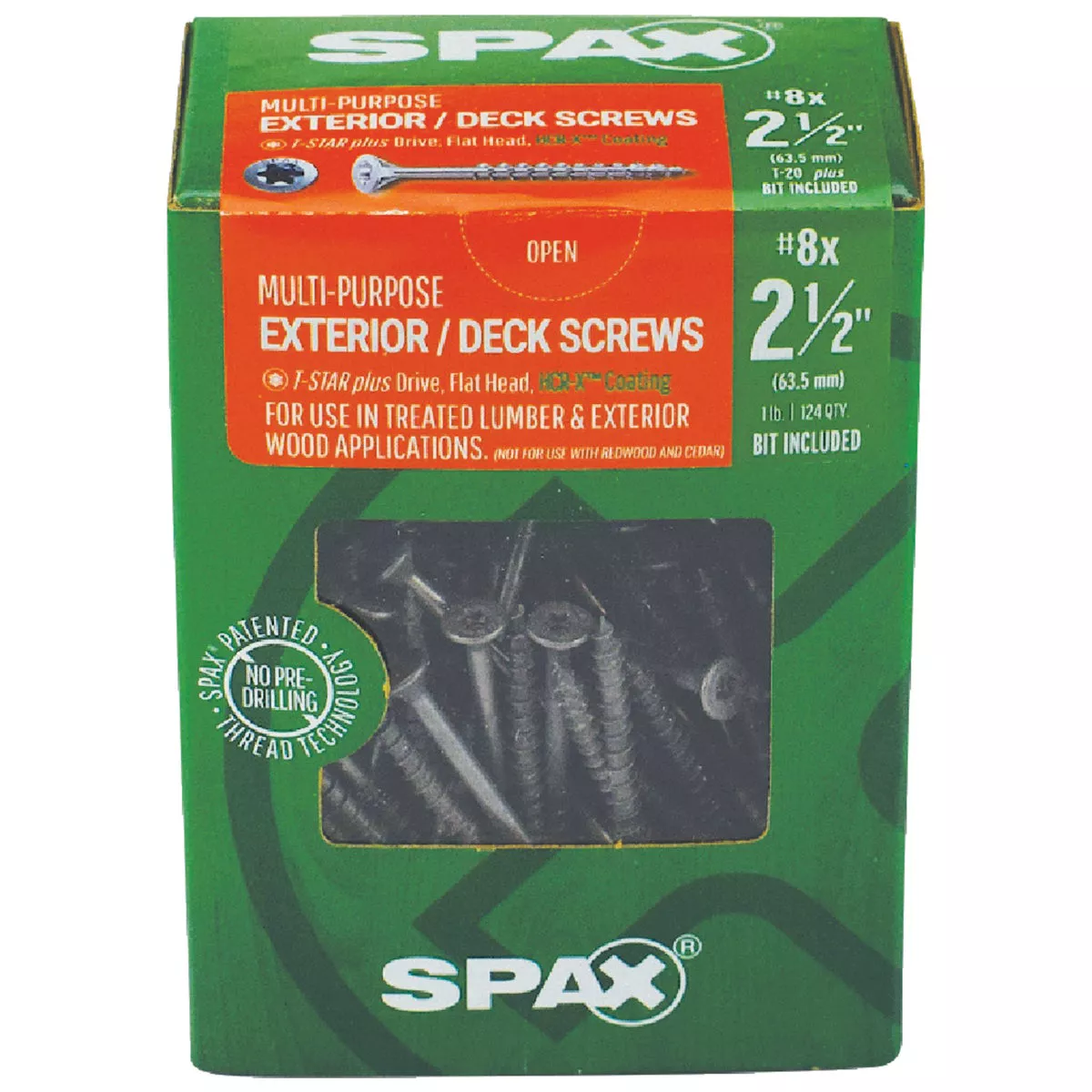 SPAX #8 x 2-1/2 In. T20 Plus Flat Head HCR-X (Exterior Rated) Deck Screw (124 Ct.) - photo 2