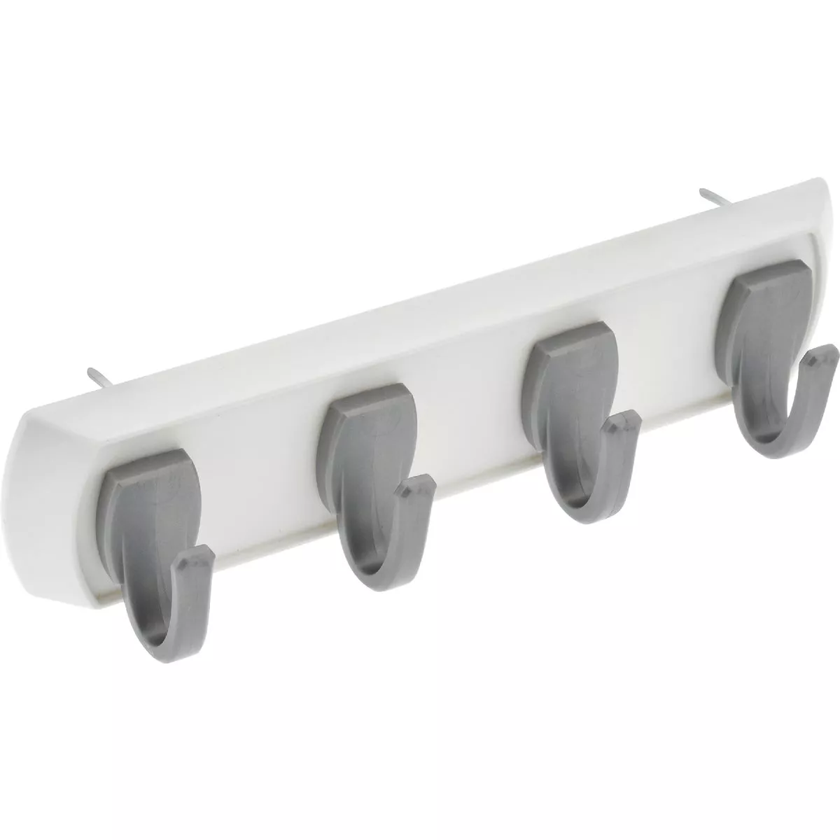 Hillman High and Mighty 5 Lb. Capacity White Key Rail with Silver Hooks