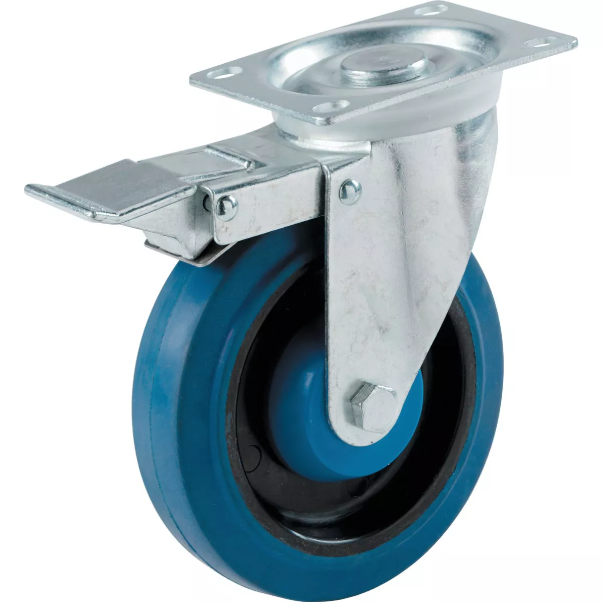 Shepherd Hardware 4 In. Elastic Rubber General-Duty Swivel Plate Caster with Brake