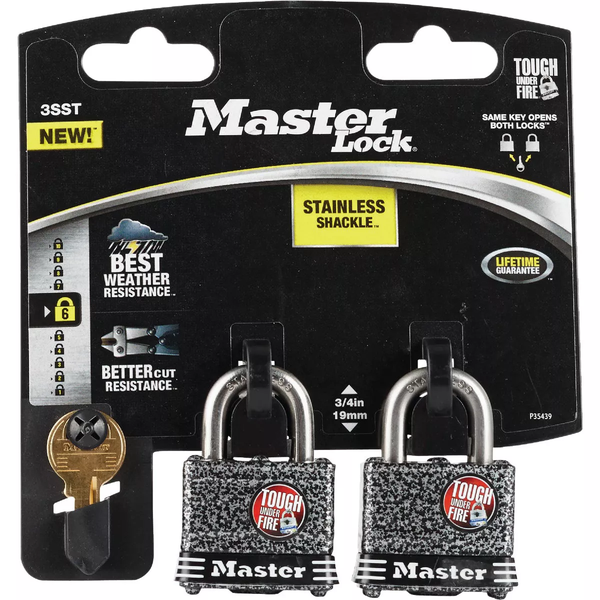 Master Lock 1-9/16 In. W. Weather Coated Laminated Steel Keyed Alike Padlock (2-Pack) - photo 2