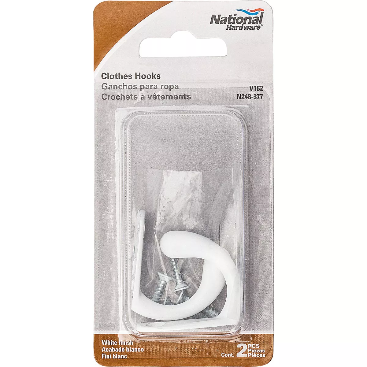 National Hardware White Single Cloth Wardrobe Hook, 2 per Card - photo 2