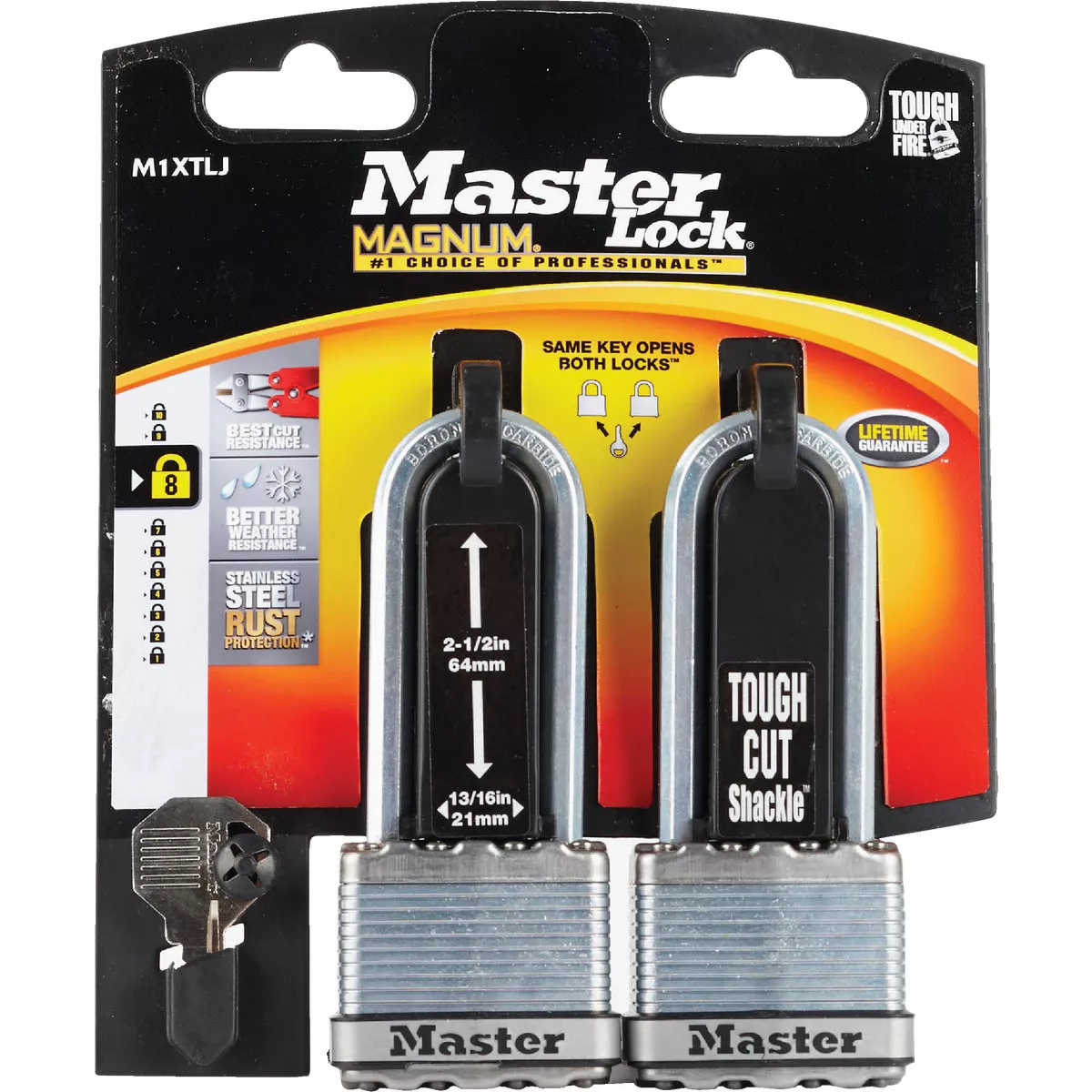 Master Lock Magnum 1-3/4 In. W. Dual-Armor Keyed Padlock with 2-1/2 In. L. Shackle (2-Pack) - photo 2