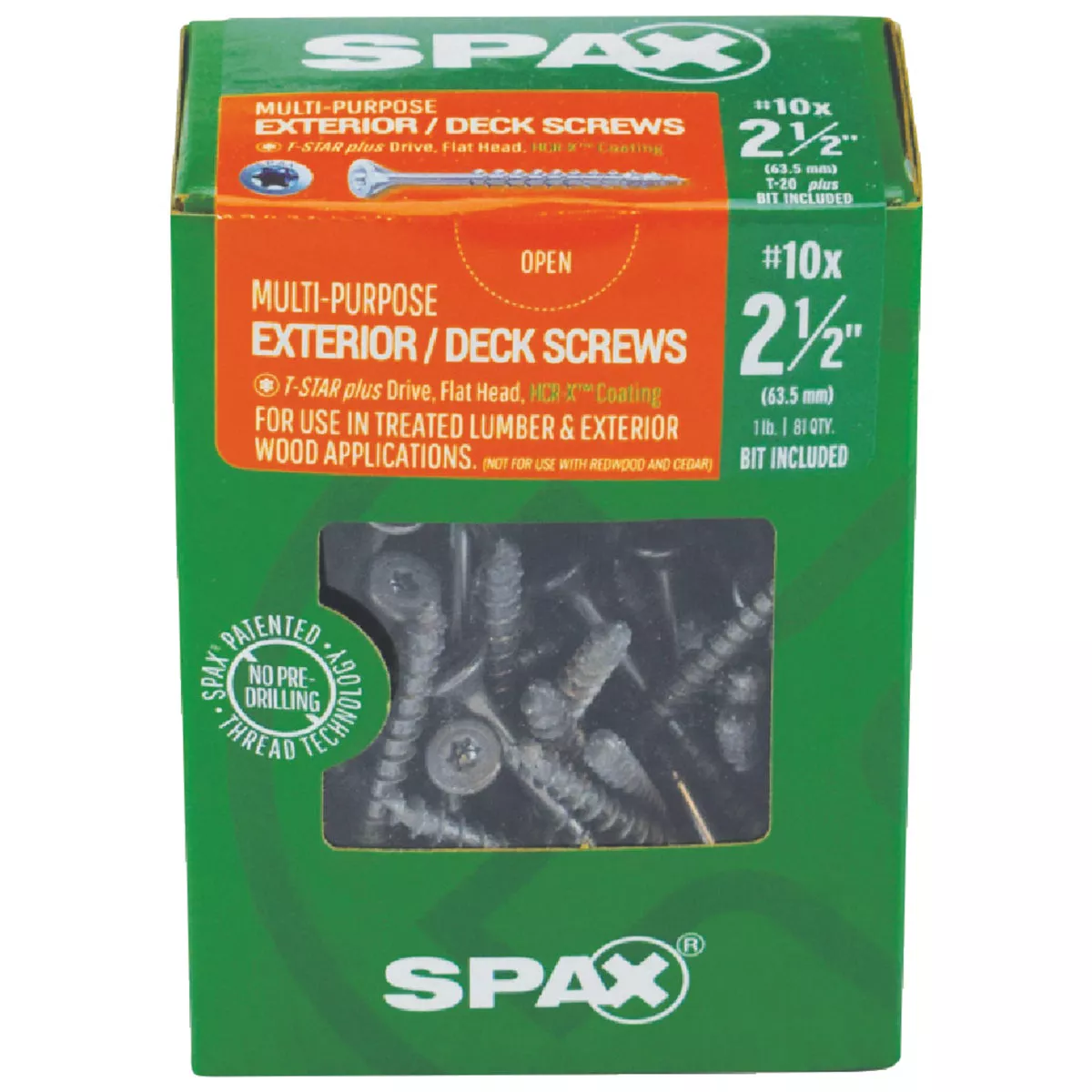 SPAX #10 x 2-1/2 In. T20 Plus Flat Head HCR-X (Exterior Rated) Deck Screw (81 Ct.) - photo 2