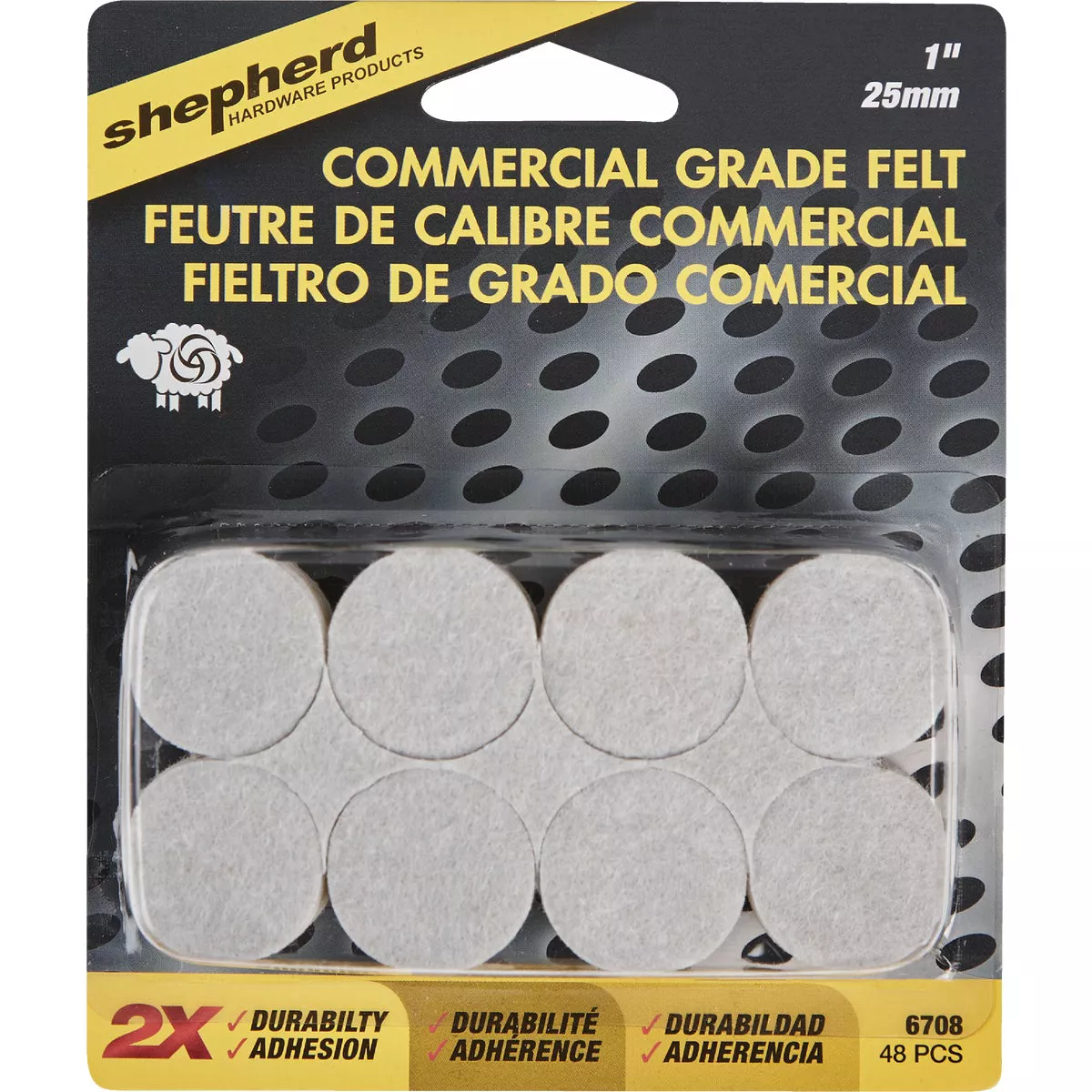 Shepherd Hardware 1 In. Beige Self-Adhesive Commercial Grade Felt Pads (48-Count)