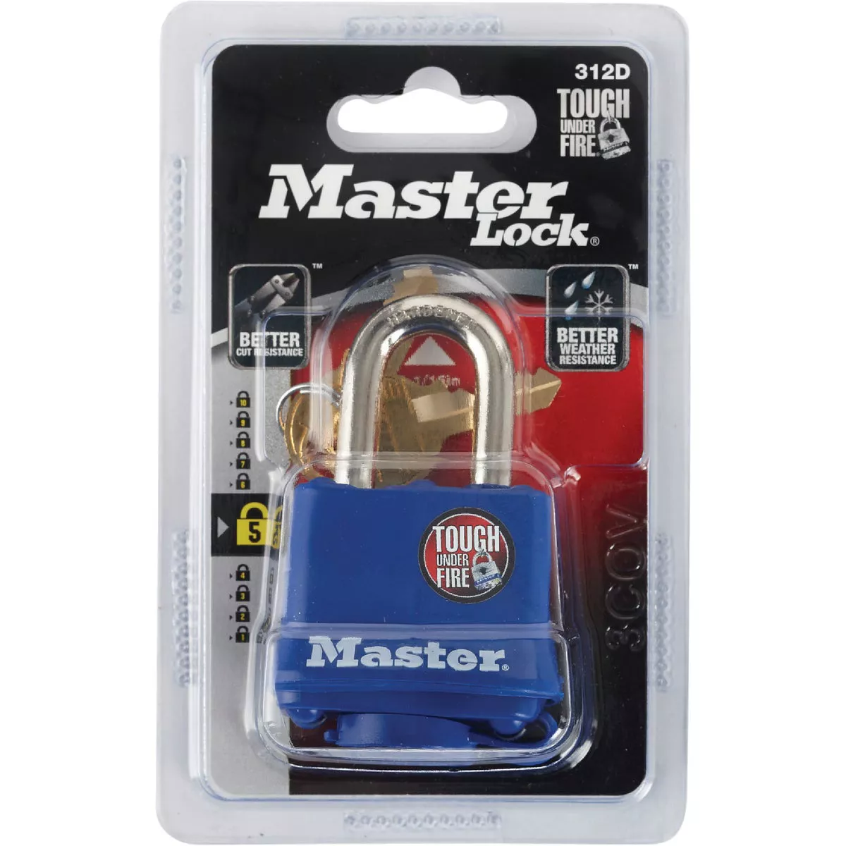 Master Lock 1-9/16 In. W. Covered Laminated Steel Pin Tumbler Padlock, Blue - photo 2