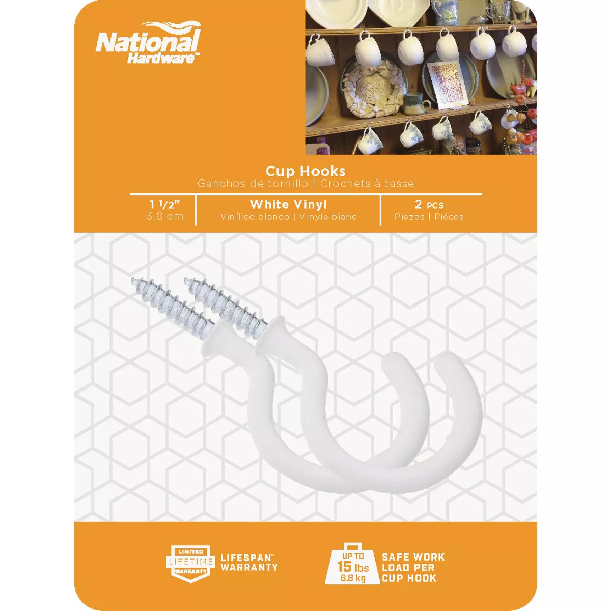 National Hardware 1-1/2 In. White Vinyl Cup Hook (2 Count) - photo 2