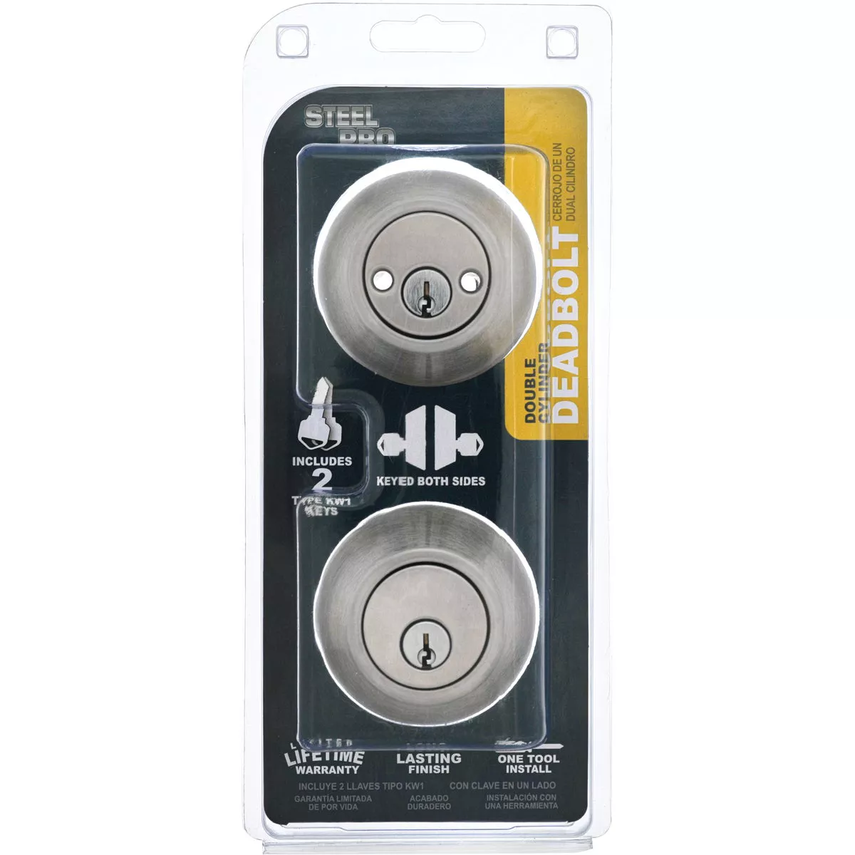 Steel Pro Satin Chrome Double Cylinder Deadbolt - photo 2