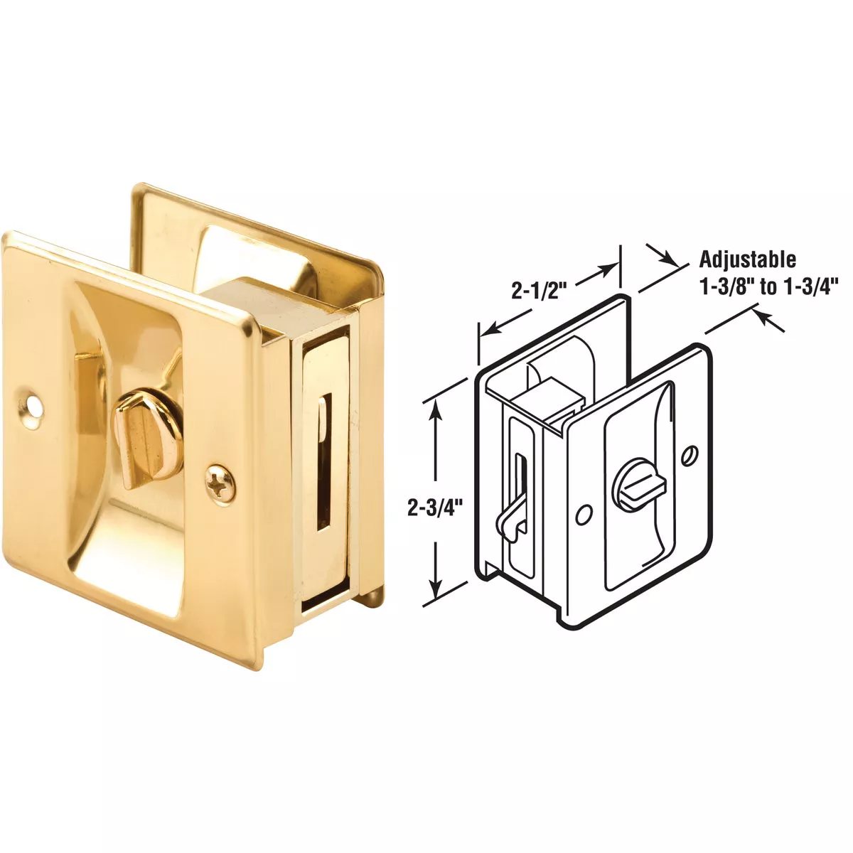 Prime-Line Brass Pocket Door Lock Pull