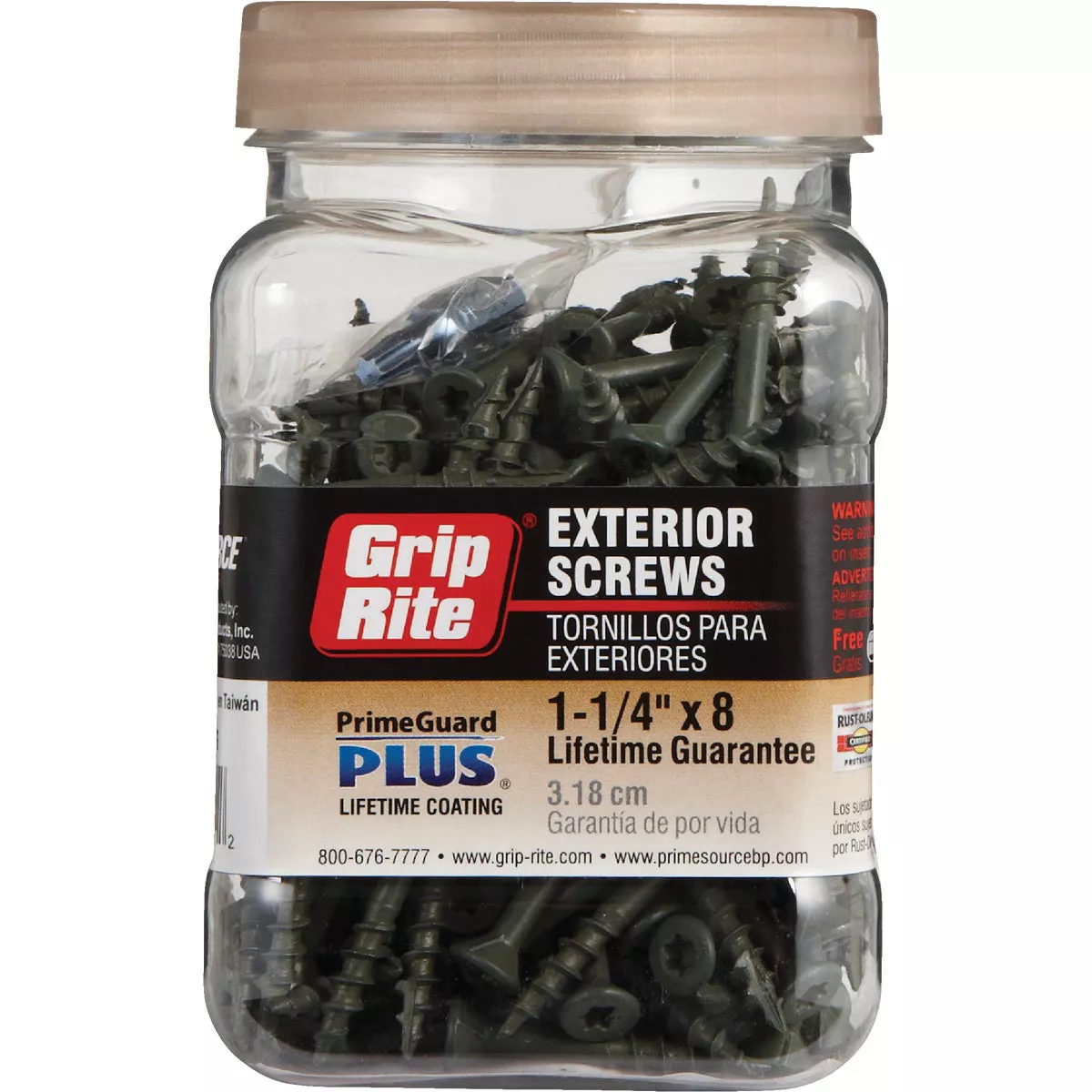 Grip-Rite PrimeGuard Plus #8 x 1-1/4 In. Premium Star Green Deck Screw (250 Ct. Jar) - photo 2