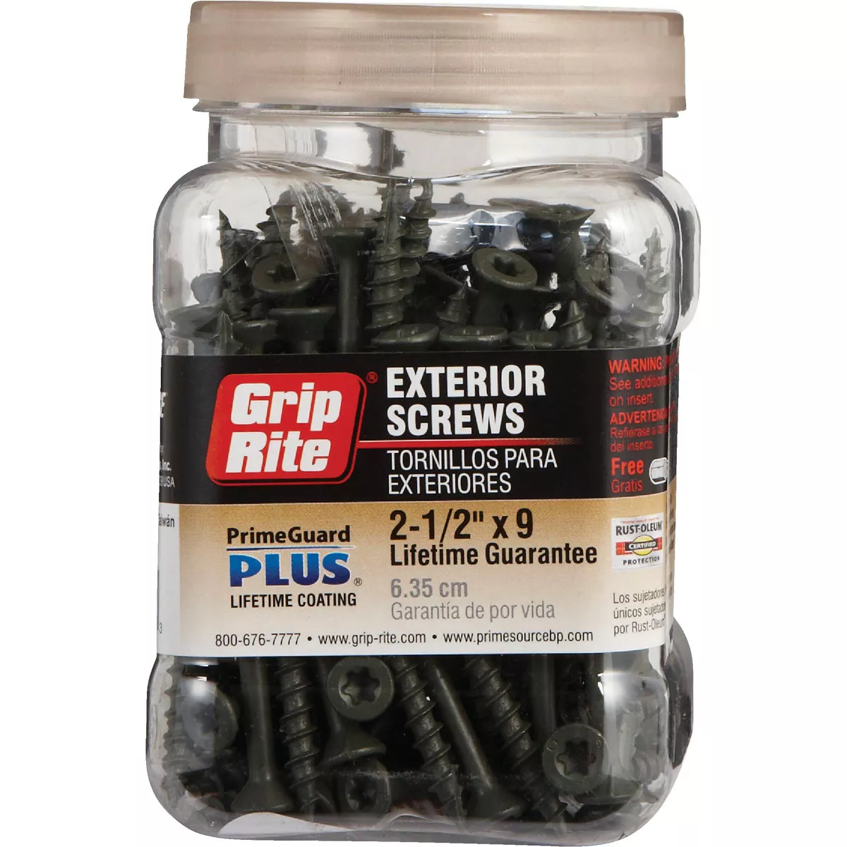 Grip-Rite PrimeGuard Plus #9 x 2-1/2 In. Premium Star Green Deck Screw (100 Ct. Jar) - photo 2