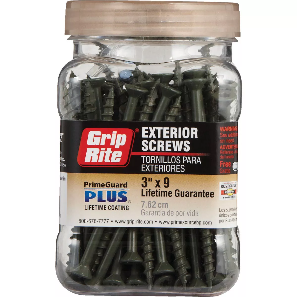 Grip-Rite PrimeGuard Plus #9 x 3 In. Premium Star Green Deck Screw (90 Ct. Jar) - photo 2