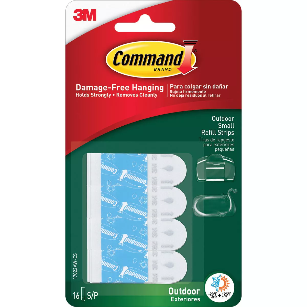 Command Outdoor Small Adhesive Strip, 16 Strips - photo 2