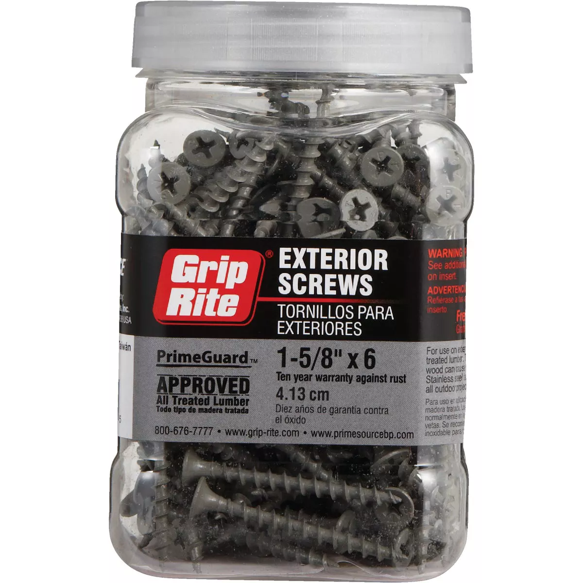 Grip-Rite PrimeGuard Standard #6 x 1-5/8 In. Phillips Gray Wood Deck Screw (225 Ct. Jar) - photo 2