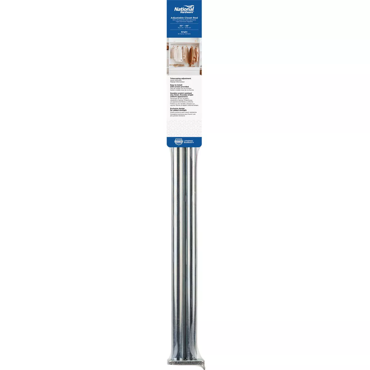 National Hardware 30 In. to 48 In. Bright Steel Adjustable Closet Rod - photo 2