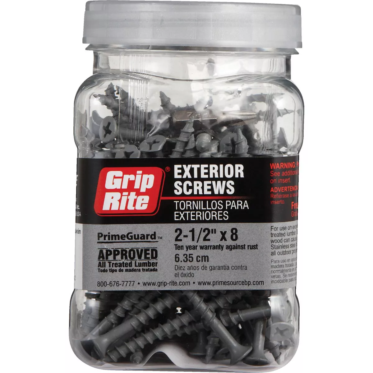 Grip-Rite PrimeGuard Standard #8 x 2-1/2 In. Phillips Gray Wood Deck Screw (100 Ct. Jar) - photo 2