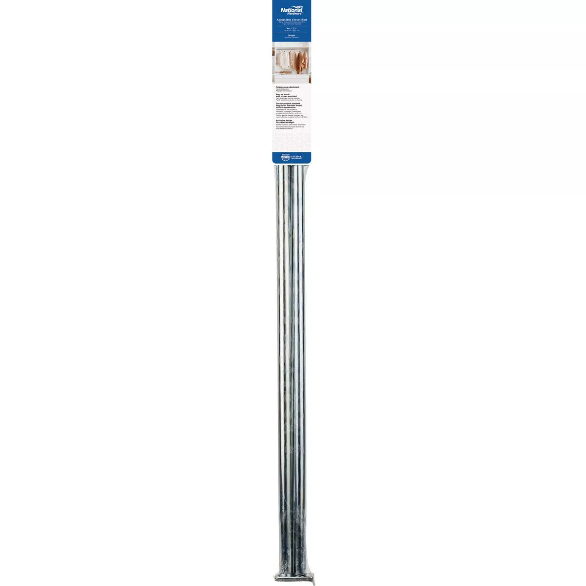 National Hardware 48 In. to 72 In. Bright Steel Adjustable Closet Rod - photo 2