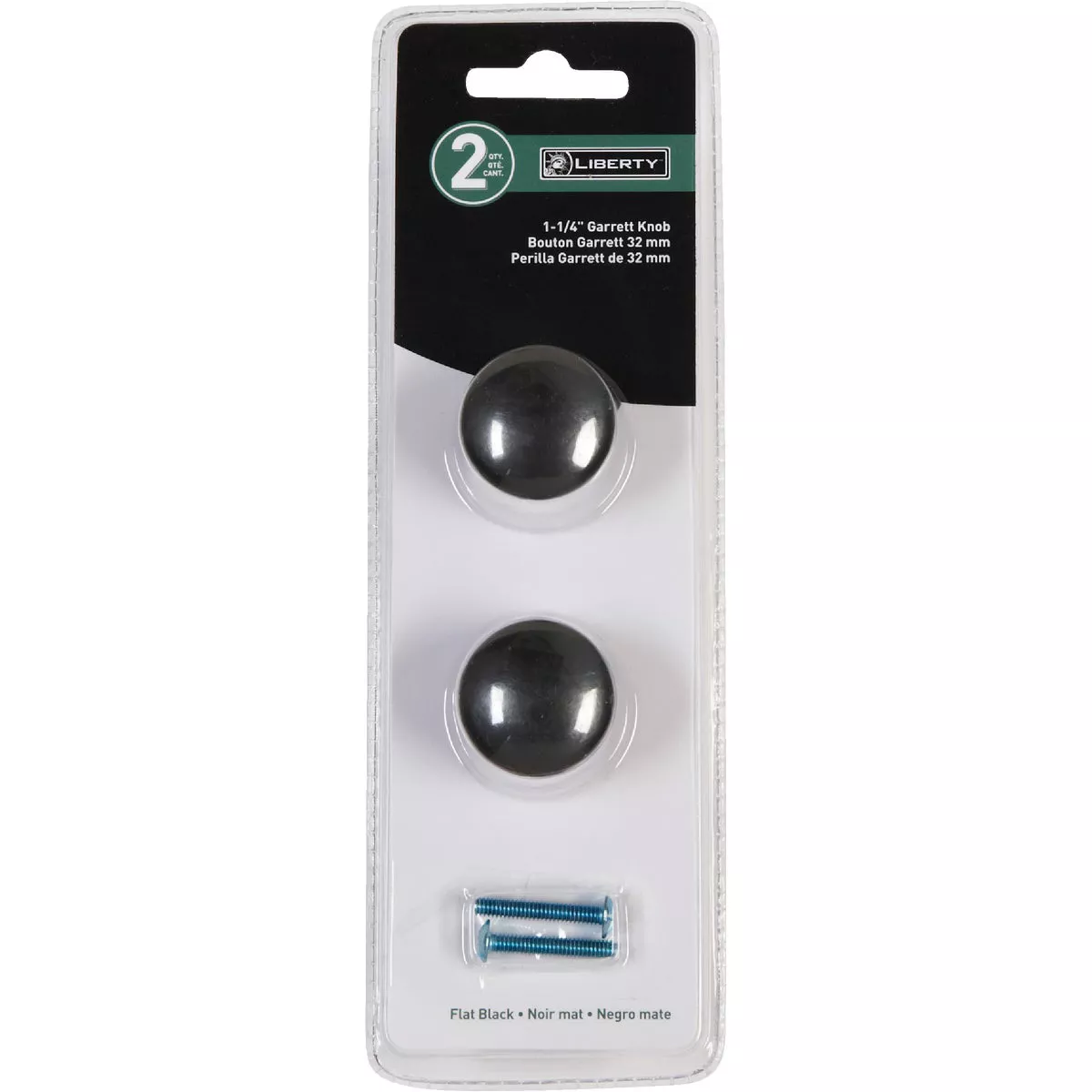 Liberty Flat Black 1-1/4 In. Cabinet Knob, (2-Pack) - photo 2