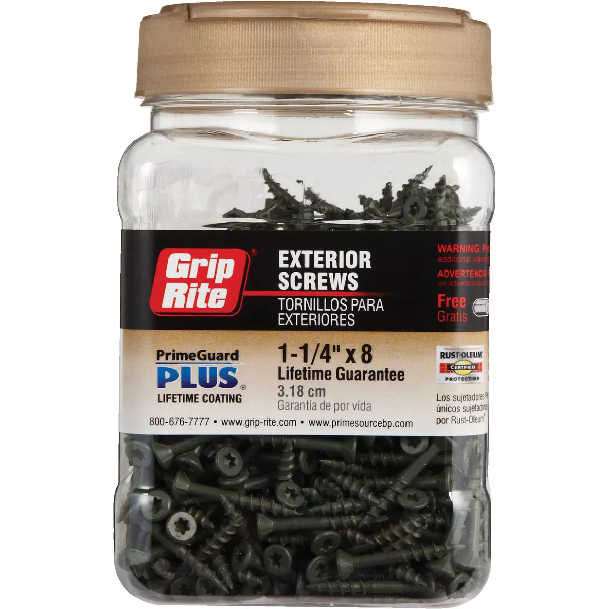 Grip-Rite PrimeGuard Plus #8 x 1-1/4 In. Premium Star Green Deck Screw (700 Ct. Jar) - photo 2