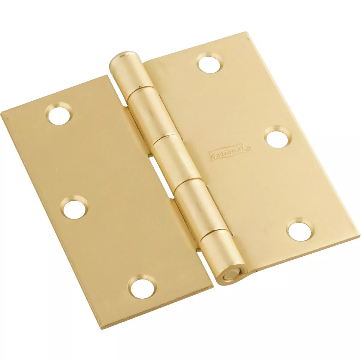 National 3.5 In. Satin Brass Square Corner Hinge