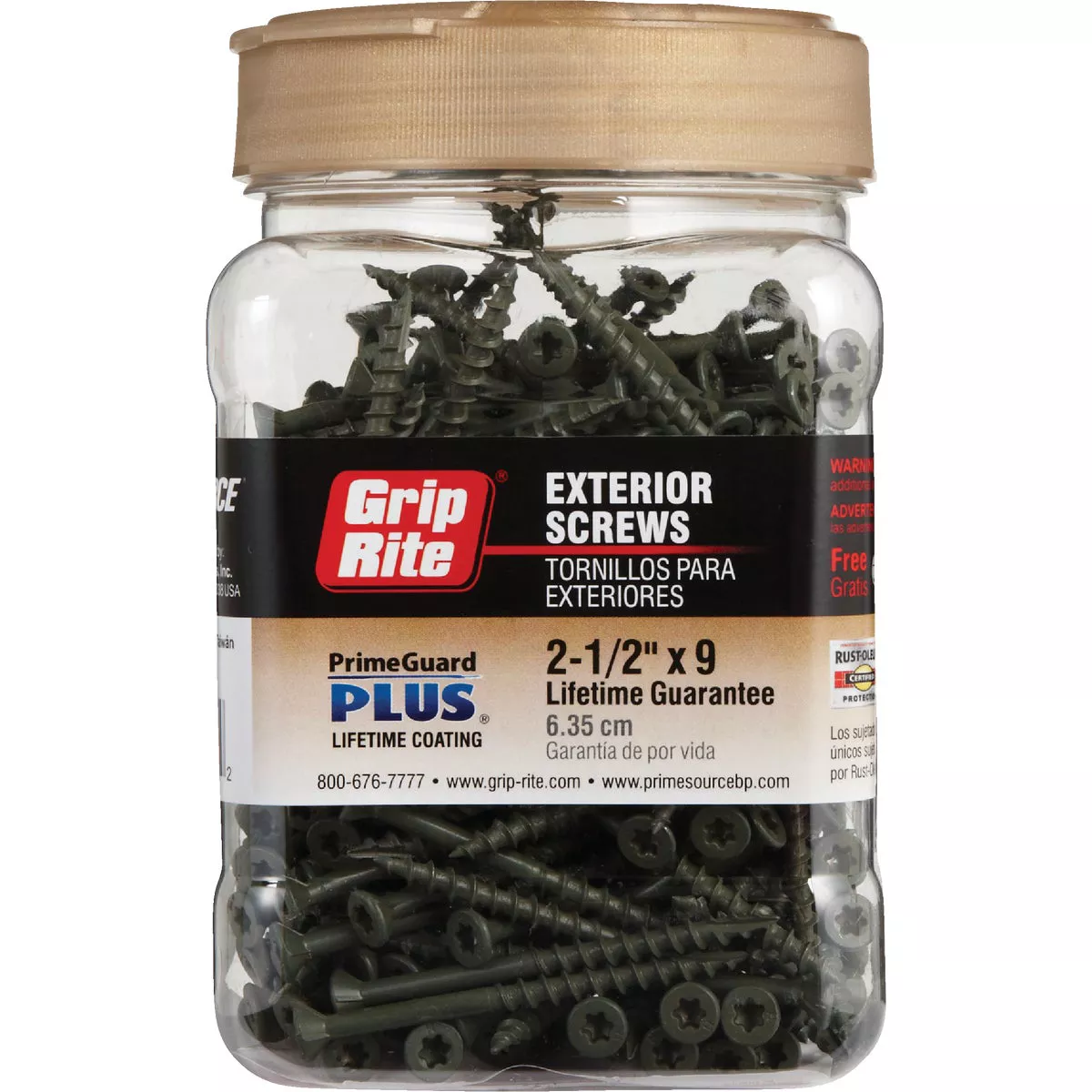 Grip-Rite PrimeGuard Plus #9 x 2-1/2 In. Premium Star Green Deck Screw (275 Ct. Jar) - photo 2