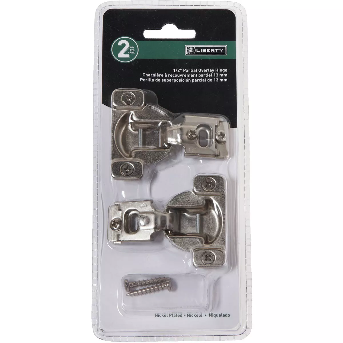 Liberty Overlay Face-Frame Nickel Plated 1/2 In. 105 Degree European Hinge, (2-Pack) - photo 2