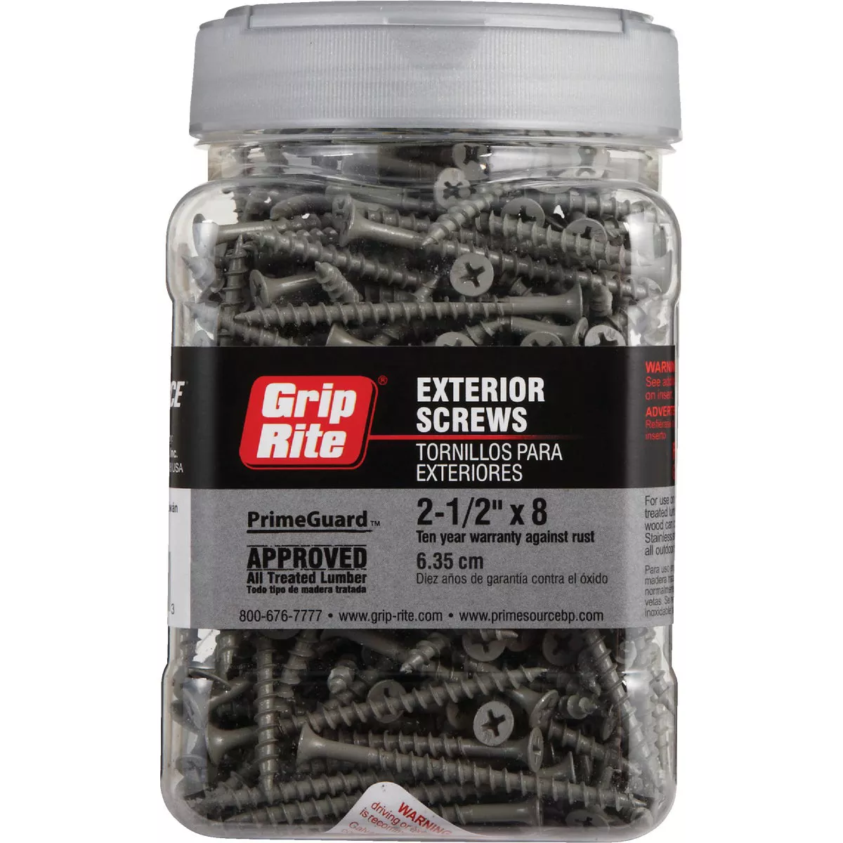 Grip-Rite PrimeGuard Standard #8 x 2-1/2 In. Phillips Gray Wood Deck Screw (350 Ct. Jar) - photo 2