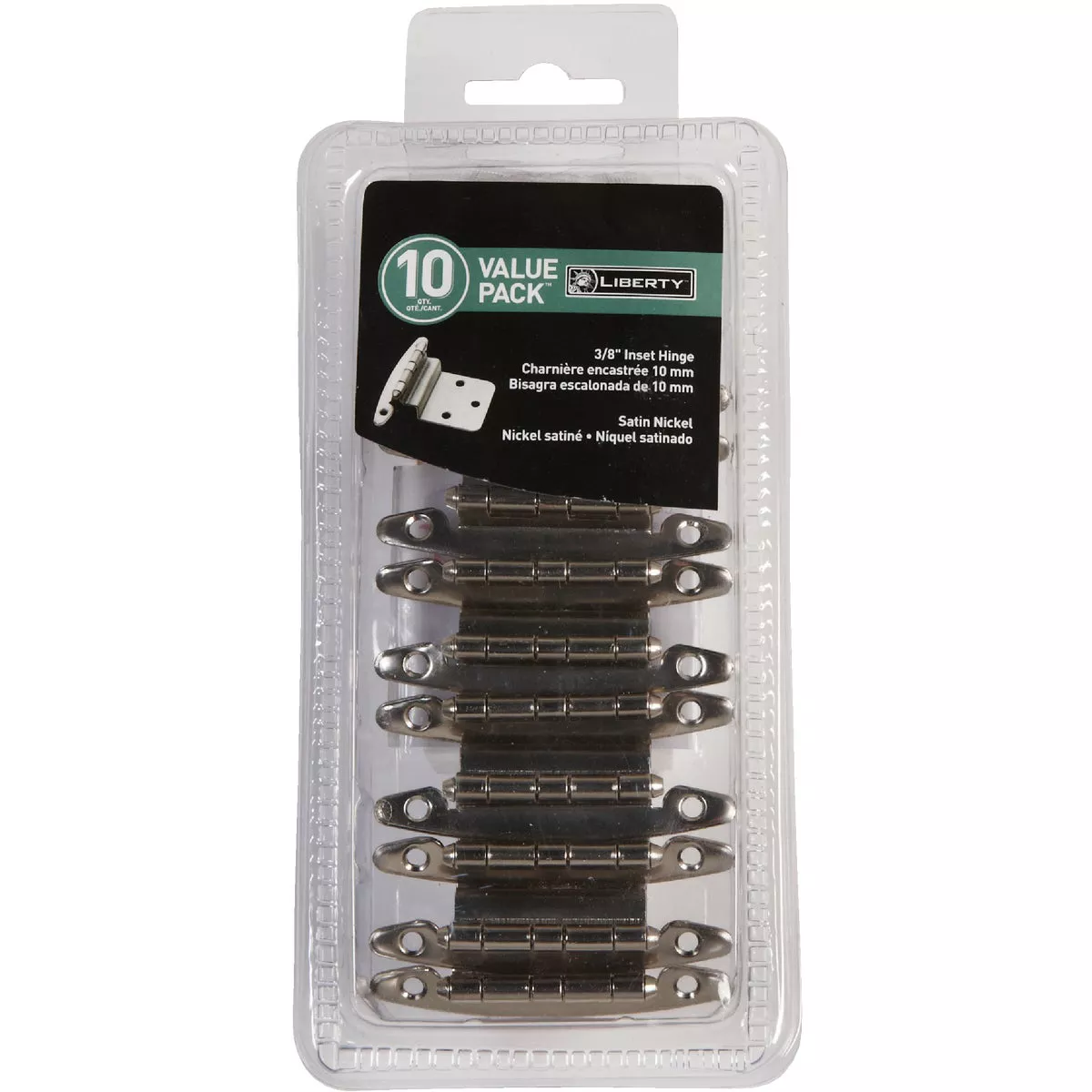 Liberty Satin Nickel 3/8 In. Inset Hinge, Without Spring, (10-Pack) - photo 2