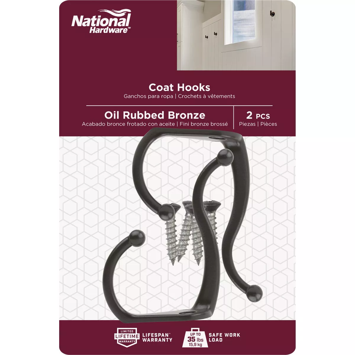 National Hardware Oil Rubbed Bronze Coat & Hat Hook (2-Pack) - photo 2
