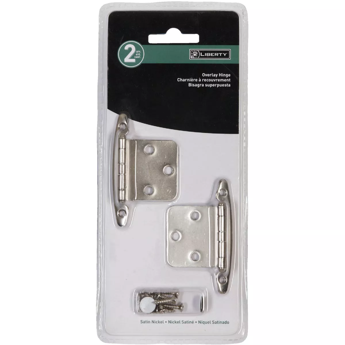 Liberty Satin Nickel Non Self-Closing Overlay Hinge (2-Pack) - photo 2