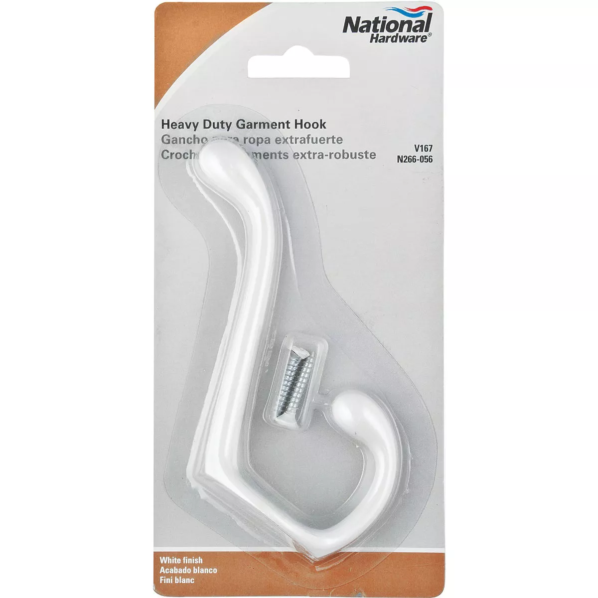 National Hardware Heavy-Duty White Coat and Hat Wardrobe Hook - photo 2