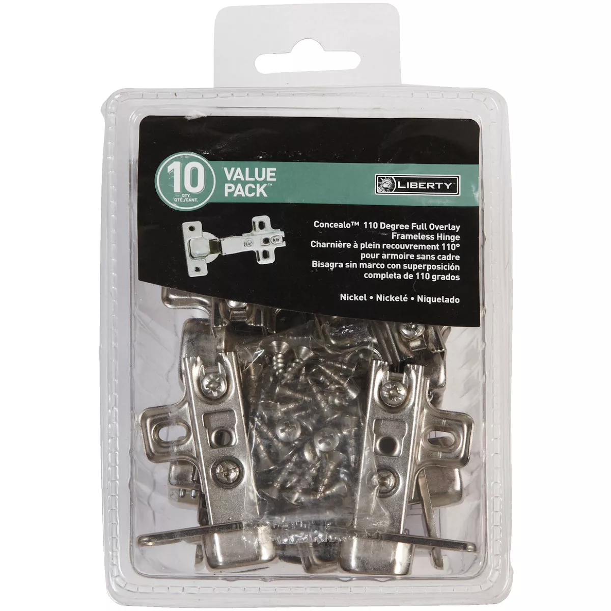 Liberty Full Overlay Frameless Nickel Plated 35 mm 110 Degree European Hinge, (2-Pack) - photo 2