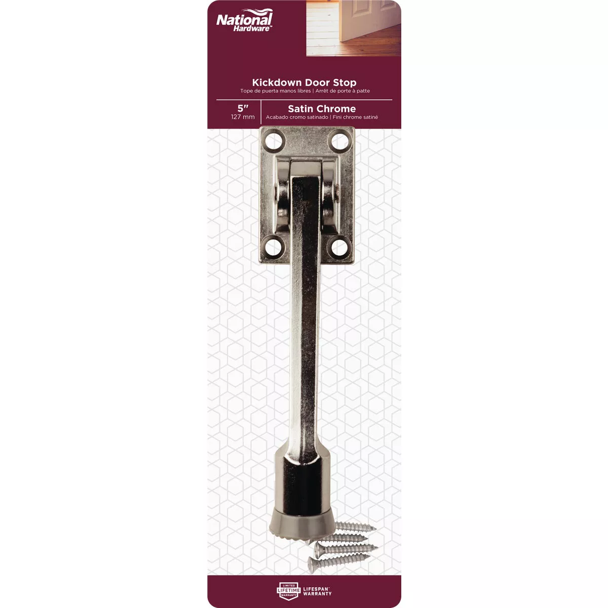 National 5 In. Satin Chrome Kickdown Door Holder - photo 2