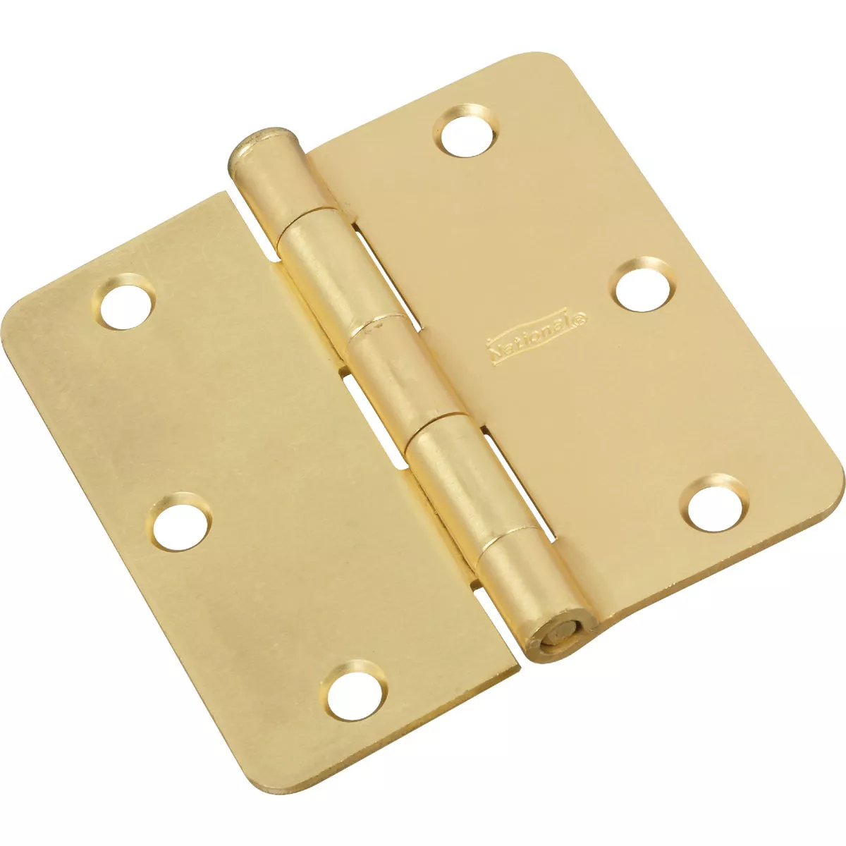 National Hardware 3-1/2 In. x 1/4 In. Radius Satin Brass Door Hinge