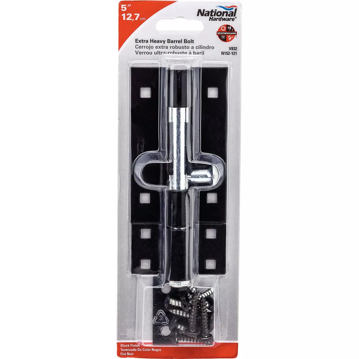 National Hardware 5 In. Black Extra Heavy Door Barrel Bolt - photo 2