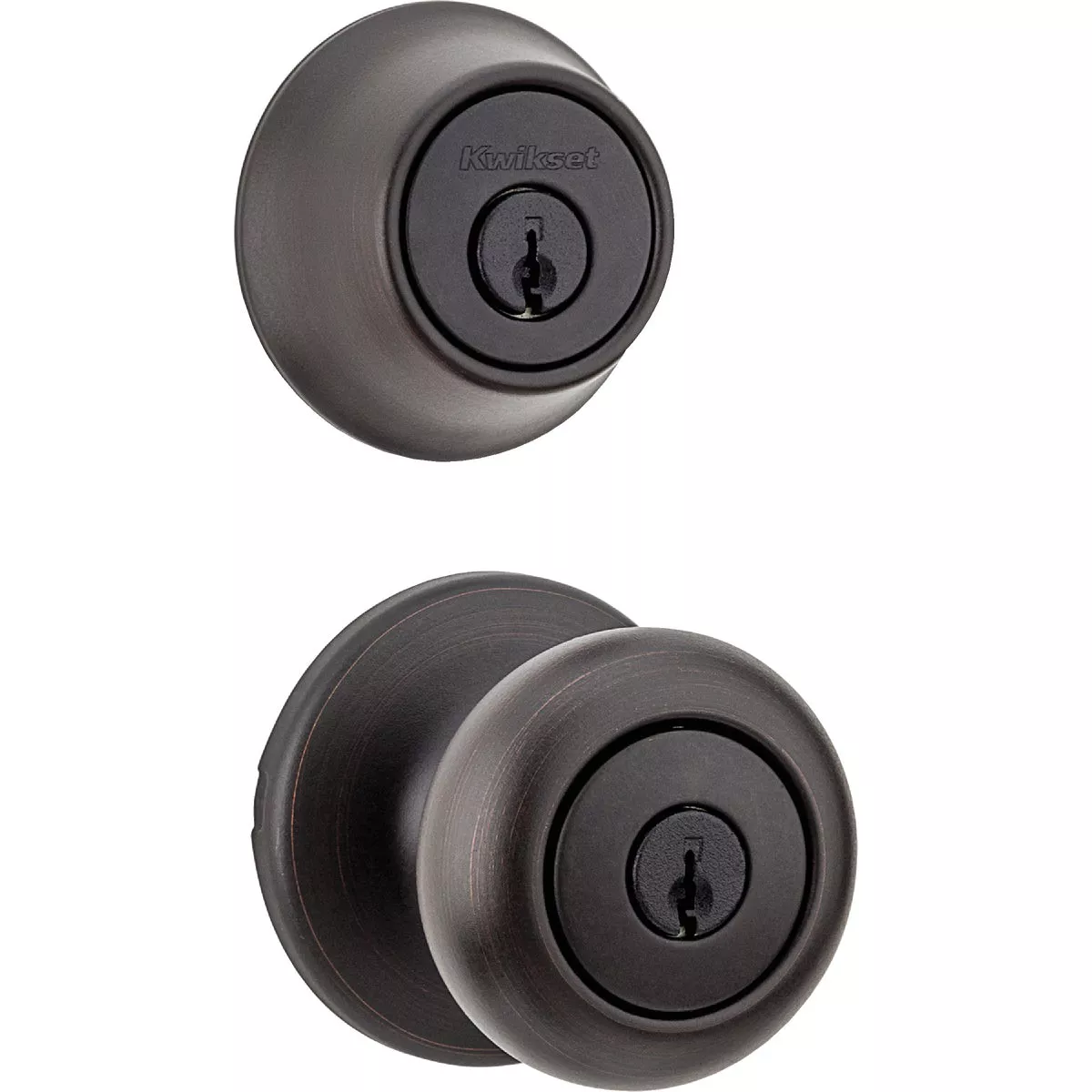 Kwikset Cove Venetian Bronze Deadbolt and Door Knob Combo
