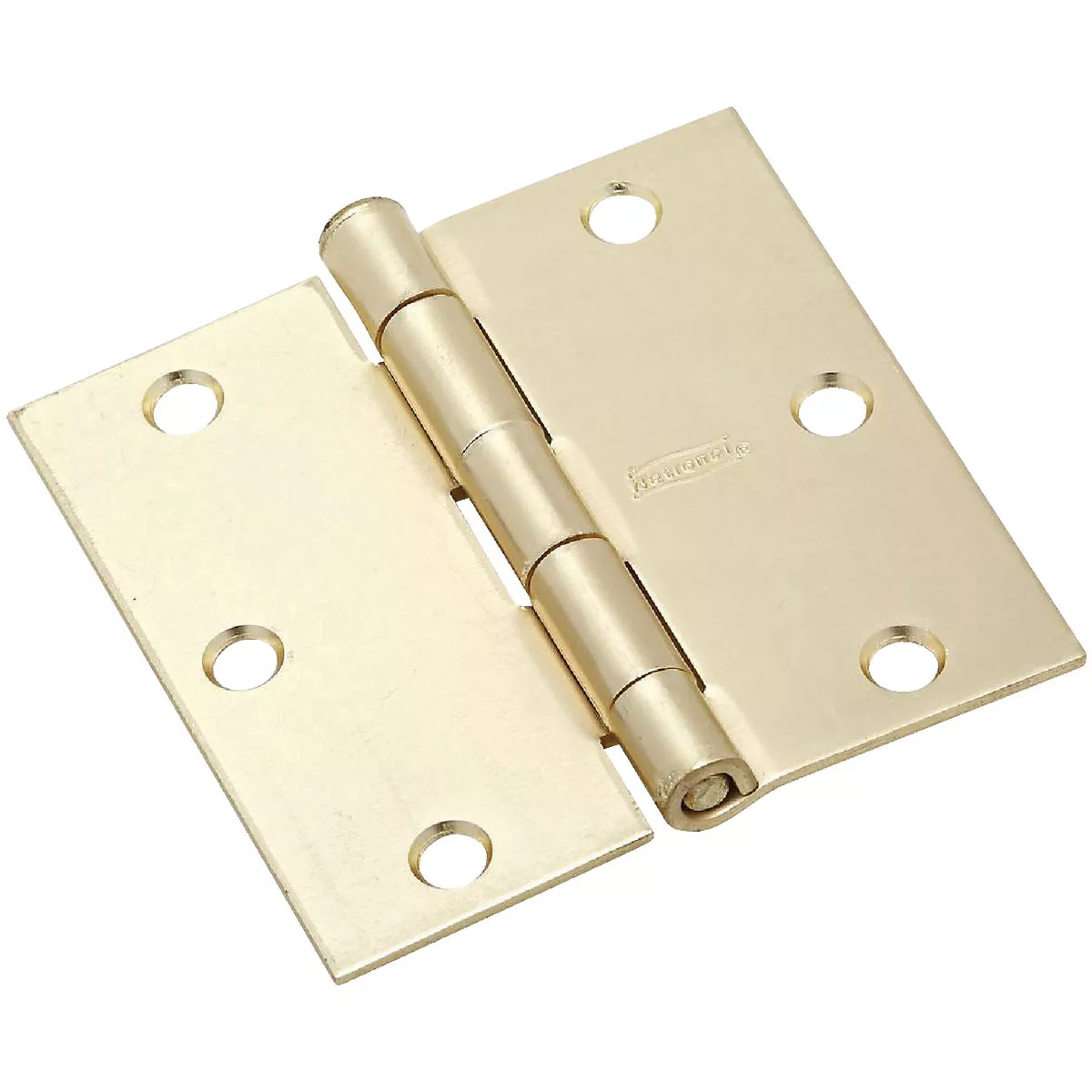 National Hardware 3-1/2 In. Square Satin Brass Door Hinge (3-Pack)