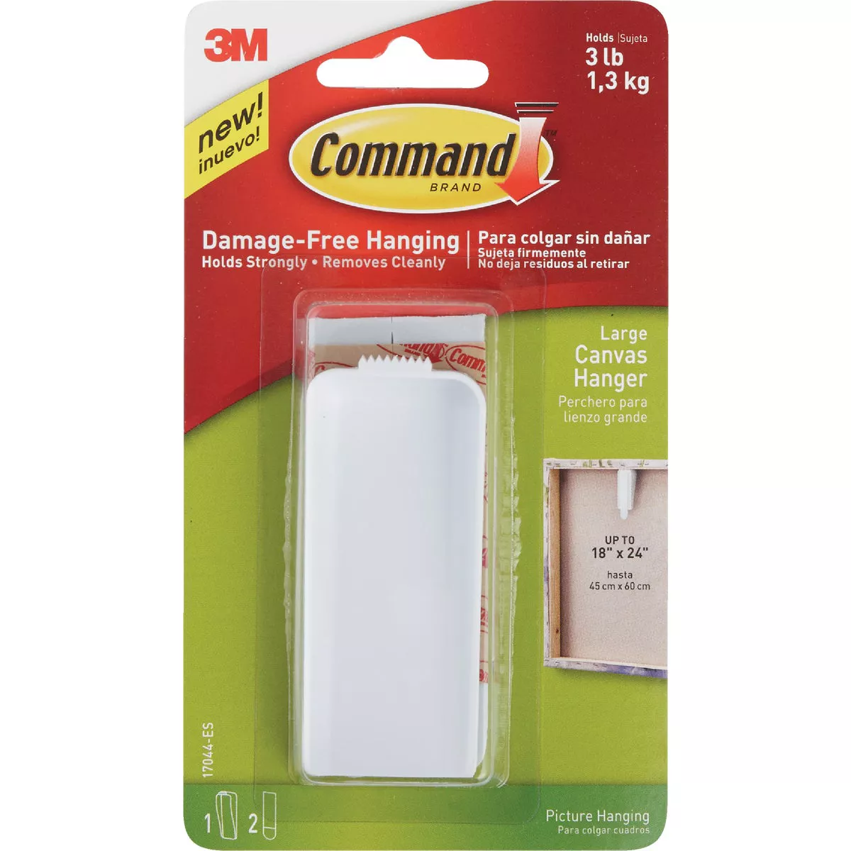 Command Large Canvas Hanger, White, 1 Canvas Hanger, 2 Strips - photo 2