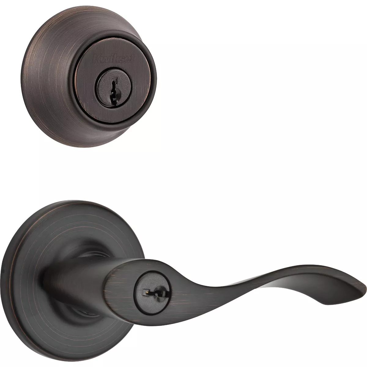 Kwikset Balboa Venetian Bronze Deadbolt and Lever Combo