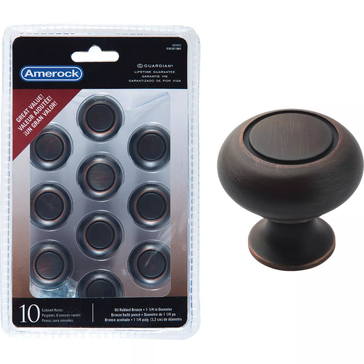 Amerock Everyday Heritage Round Oil-Rubbed Bronze Cabinet Knob 10-Pack