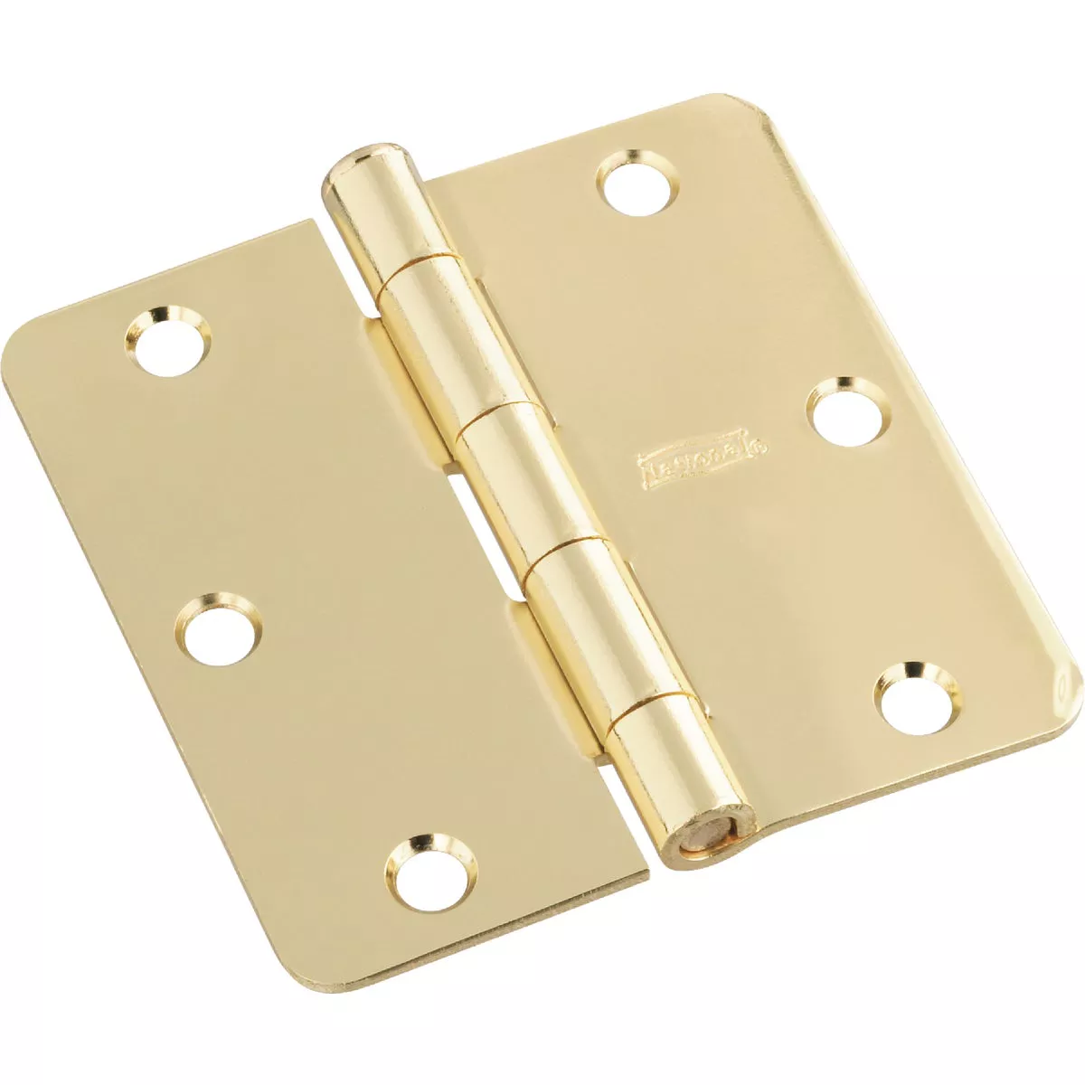 National 3-1/2 In. x 1/4 In. Radius Polished Brass Door Hinge
