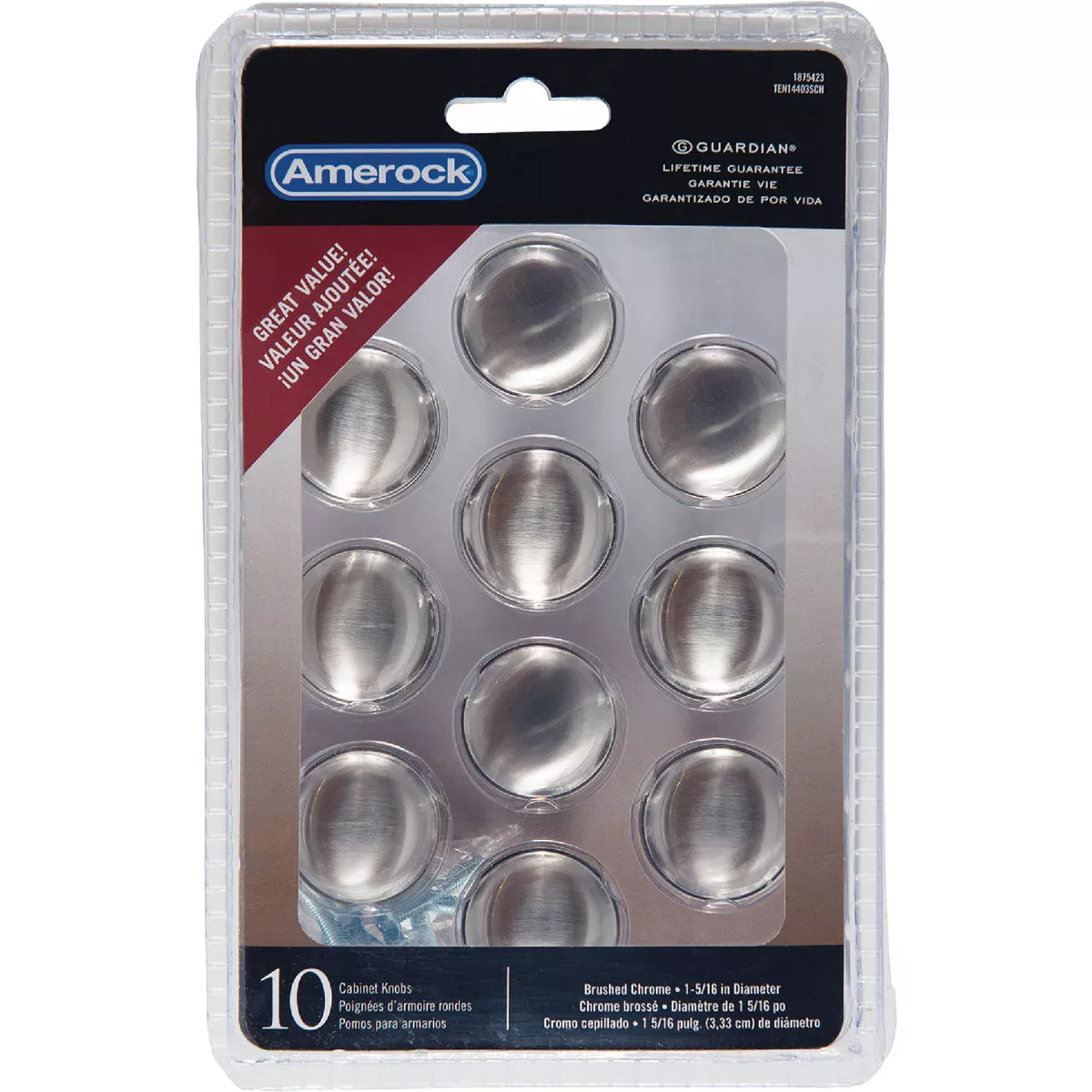 Amerock Everyday Heritage Round Brushed Chrome Cabinet Knob (10-Pack) - photo 2