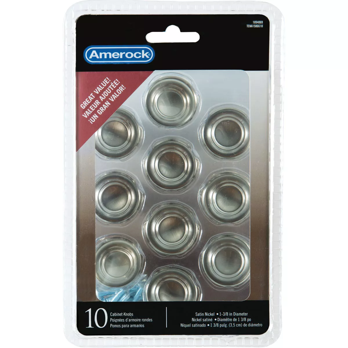 Amerock Inspirations 1.3125 In. Dia. Round Satin Nickel Cabinet Knob (10-Pack) - photo 2