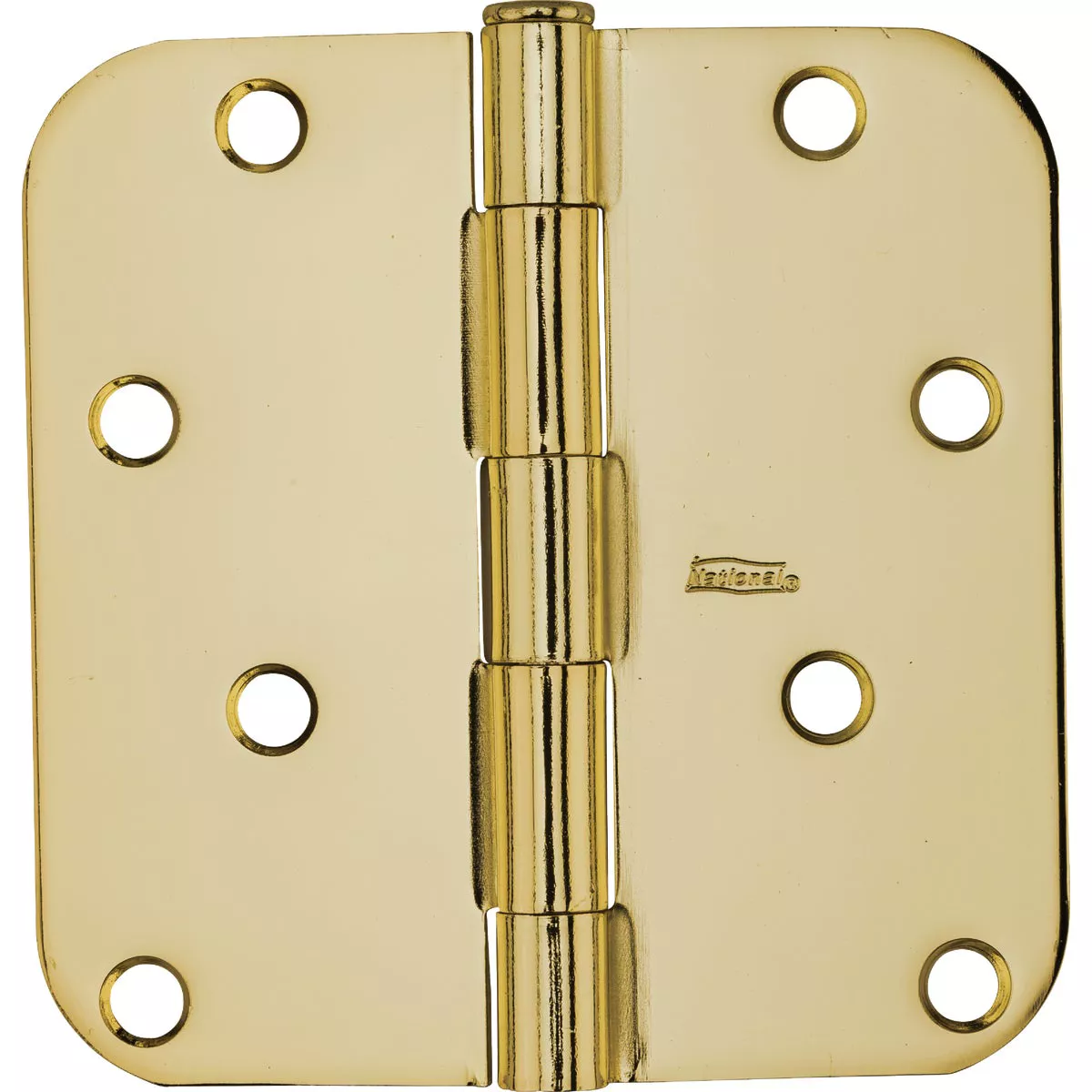 National 4 In. x 5/8 In. Radius Polished Brass Door Hinge - photo 2