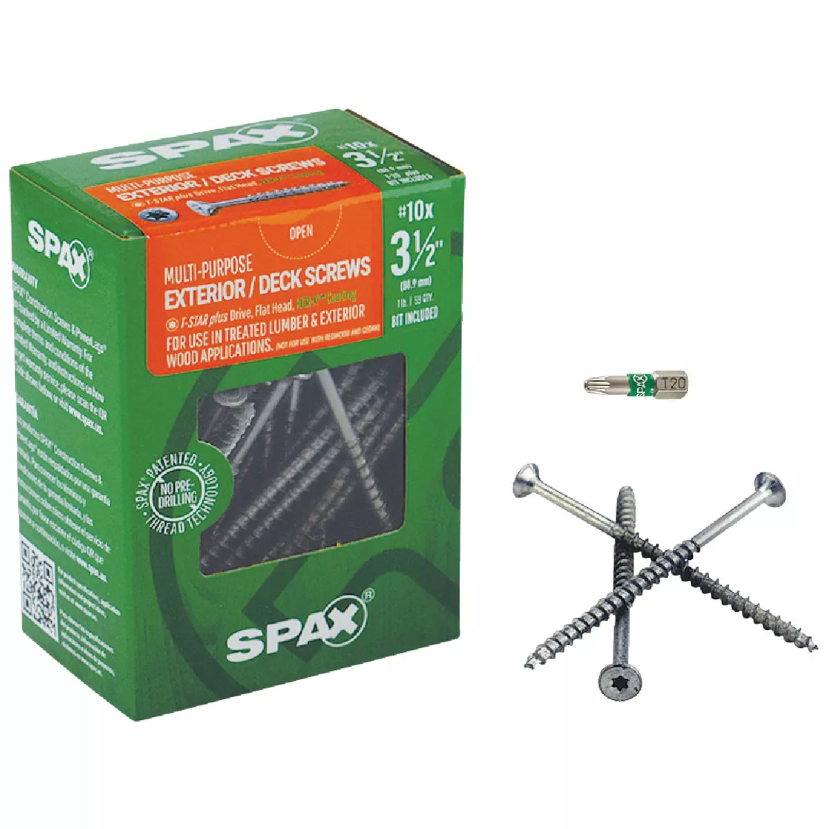 SPAX #10 x 3-1/2 In. T20 Plus Flat Head HCR-X (Exterior Rated) Deck Screw (59 Ct.)-