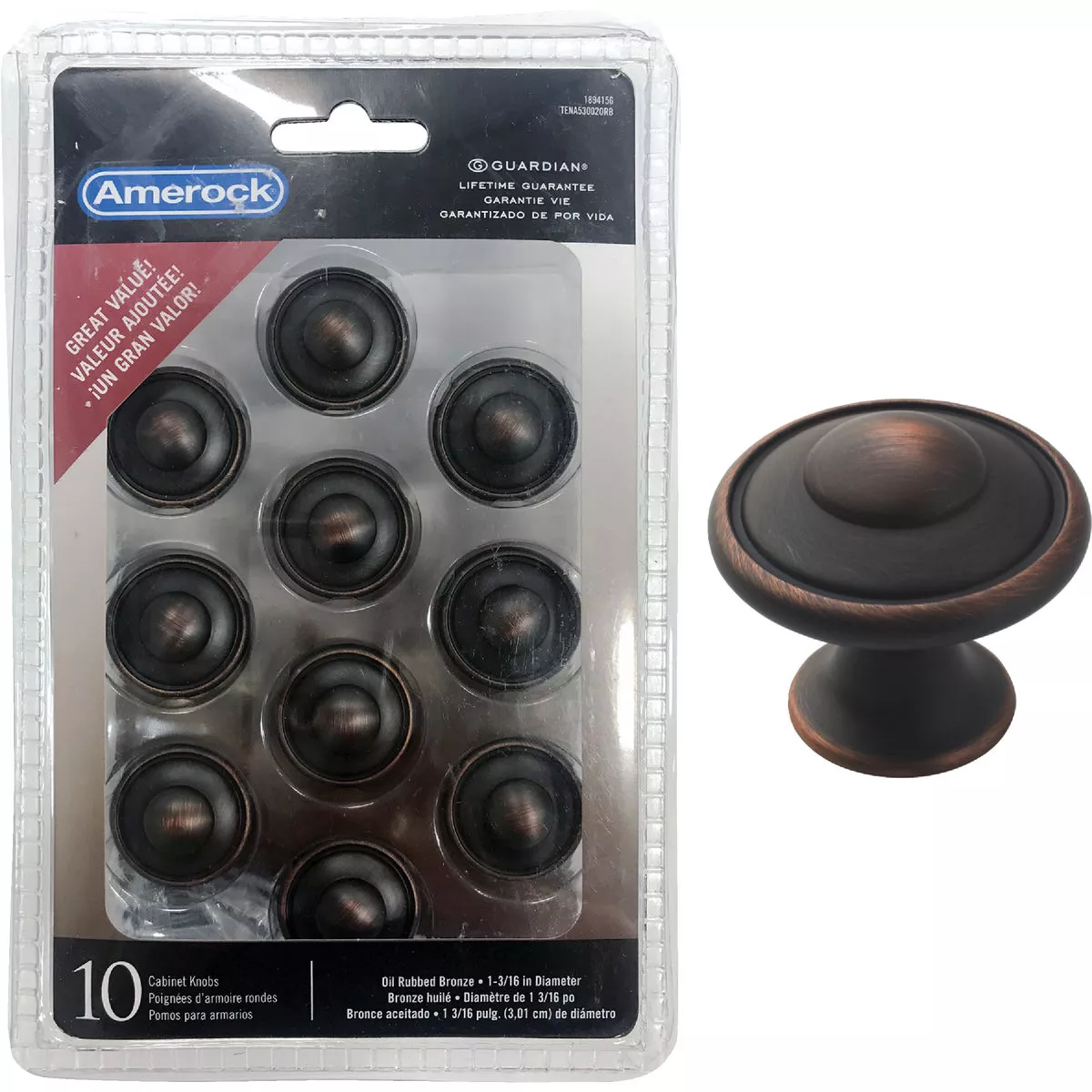 Amerock Everyday Heritage Round Oil-Rubbed Bronze Cabinet Knob (10-Pack)