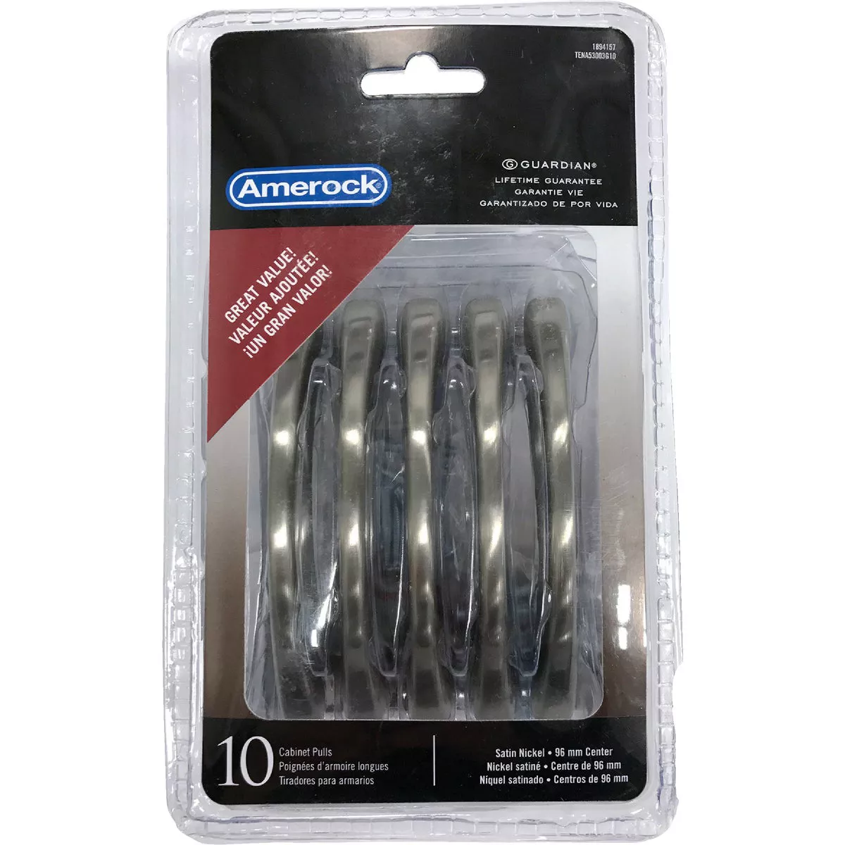 Amerock 3.75 In. Satin Nickel Cabinet Drawer Pull (10-Pack) - photo 2