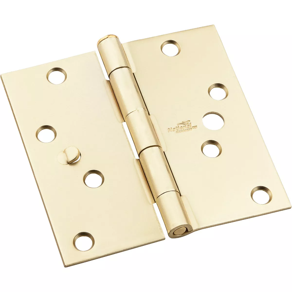 National Hardware 4 In. Satin Brass Square Door Hinge, (3-Pack)